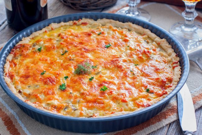 Кіш із куркою та грибами